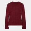 Sienna Ladies Cable Knit Roll Neck In Berry