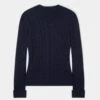 Sienna Ladies Cable Knit Roll Neck In Dark Navy