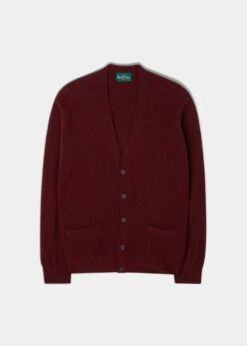 Cornwall Lambswool Cardigan In Red Velvet - Classic Fit