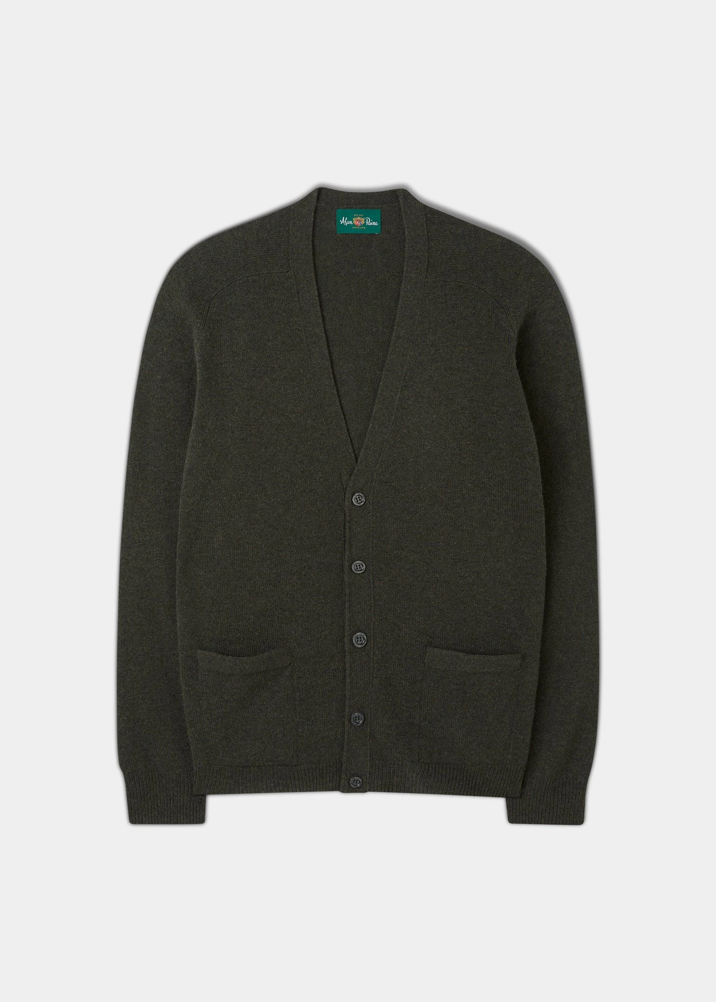 Cornwall Lambswool Cardigan In Seaweed - Classic Fit 1 Cornwall Lambswool Cardigan In Seaweed - Classic Fit