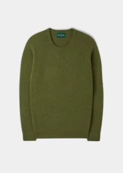 Lenzie Men's Lambswool Jumper In Green Bean - Regular Fit