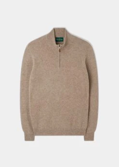 Sutherland Lambswool 1/4 Zip Jumper In Cobble - Regular Fit