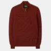 Sutherland Lambswool 1/4 Zip Jumper In Sienna - Regular Fit
