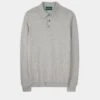 Pentlow Luxury Cotton Long Sleeve Polo Shirt In Dove