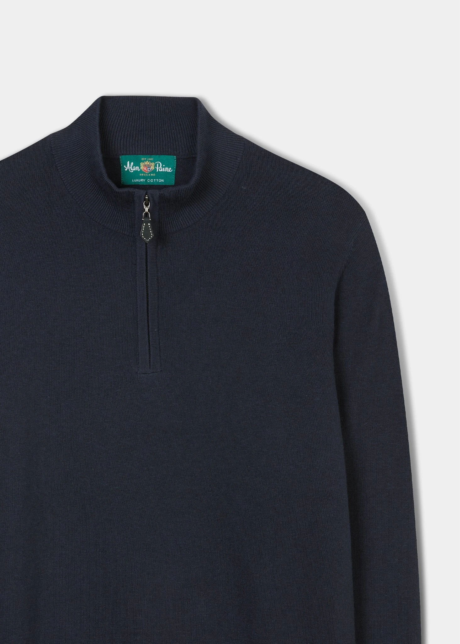 Selhurst Cotton Cashmere 1/4 Zip Jumper In Dark Navy 2 Selhurst Cotton Cashmere 1/4 Zip Jumper In Dark Navy - Image 2