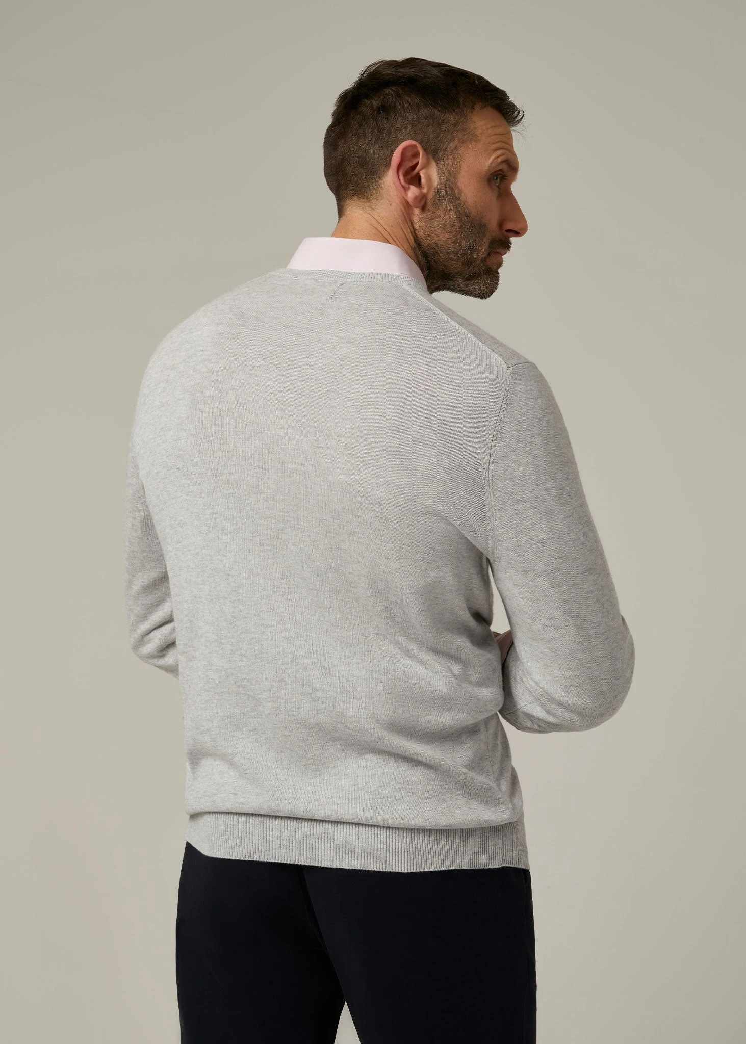 Rothwell Cotton Cashmere Jumper In Dove 5 Rothwell Cotton Cashmere Jumper In Dove - Image 5