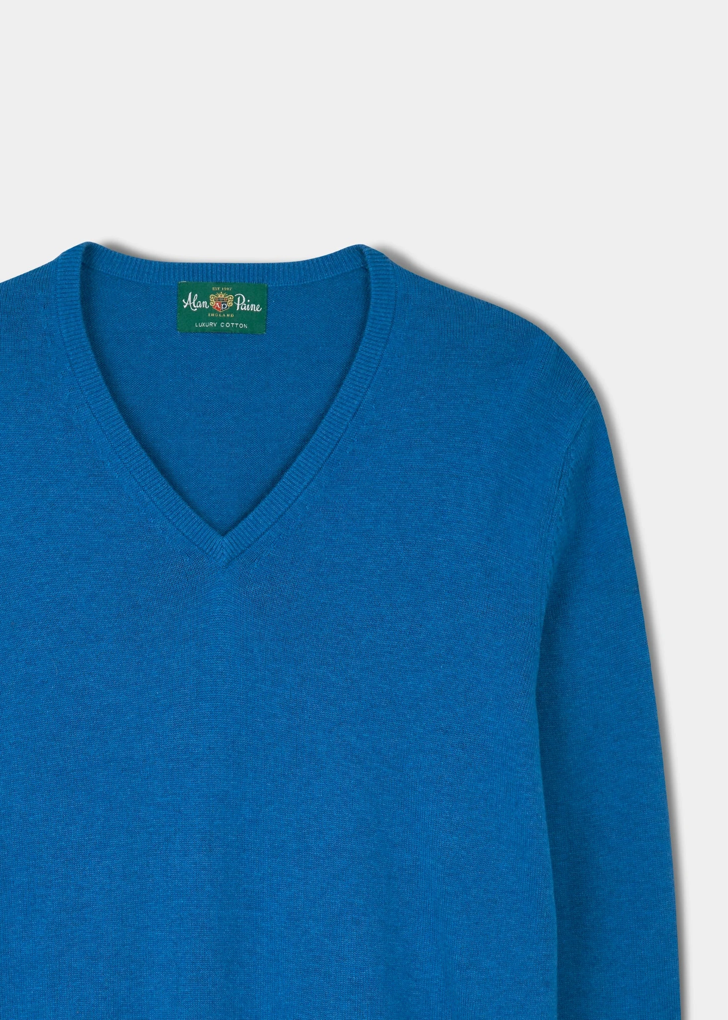 Rothwell Cotton Cashmere Jumper In Regatta 2 Rothwell Cotton Cashmere Jumper In Regatta - Image 2