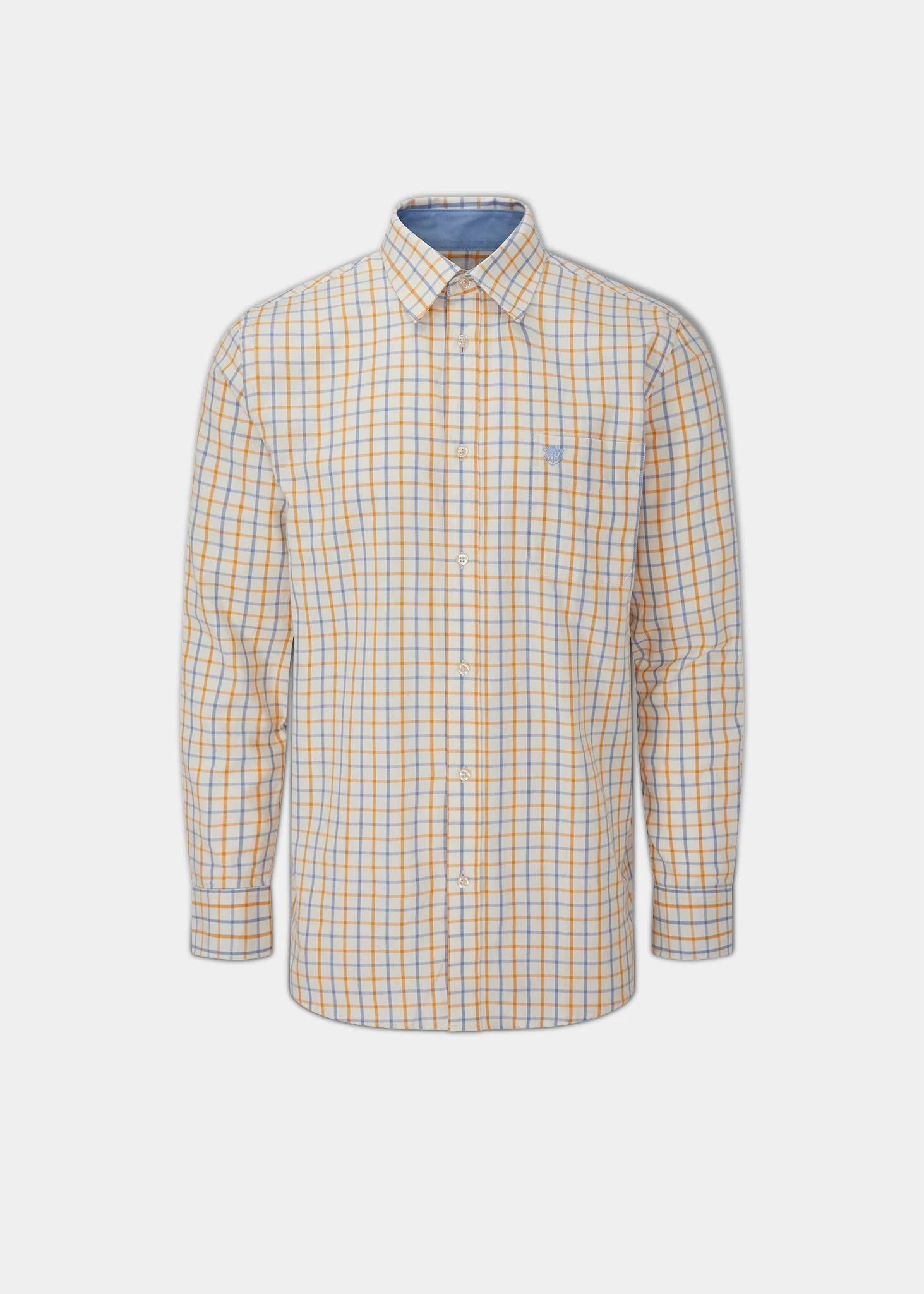 Aylesbury Men's Blue And Gold Check Shirt - Regular Fit 1 Aylesbury Men's Blue And Gold Check Shirt - Regular Fit
