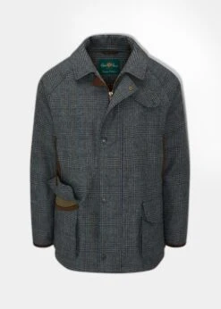 Surrey Waterproof Tweed Coat In Blue Check - Shooting Fit