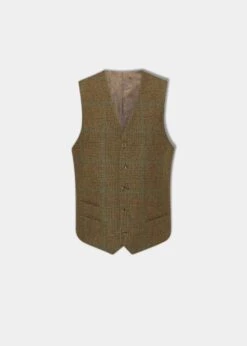 Surrey Men's Tweed Lined Country Waistcoat In Marsh - Regular Fit
