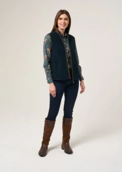 Aylsham Ladies Fleece Gilet In Dark Navy - Regular Fit -Alan Paine Fashion Store Aylsham Fleece Womens Gilet Navy 1