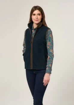 Aylsham Ladies Fleece Gilet In Dark Navy - Regular Fit -Alan Paine Fashion Store Aylsham Fleece Womens Gilet Navy 4