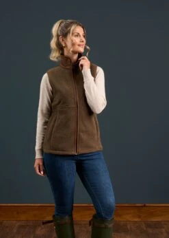 Aylsham Ladies Fleece Gilet In Pecan - Regular Fit -Alan Paine Fashion Store Aylsham Ladies Fleece Gilet Pecan 1