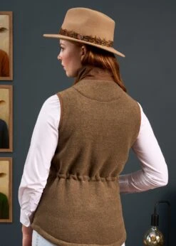 Aylsham Ladies Fleece Gilet In Pecan - Regular Fit -Alan Paine Fashion Store Aylsham Ladies Fleece Gilet Pecan 5