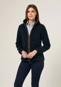 Aylsham Ladies Fleece Jacket In Dark Navy - Regular Fit -Alan Paine Fashion Store Aylsham Ladies Fleece Jacket Navy 3