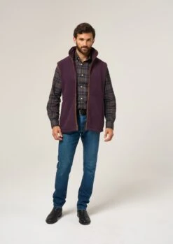 Aylsham Men's Fleece Gilet In Plum - Regular Fit 8 Aylsham Men's Fleece Gilet In Plum - Regular Fit -Alan Paine Fashion Store Aylsham Mens Fleece Gilet Plum 1