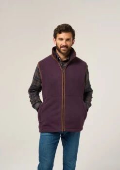 Aylsham Men's Fleece Gilet In Plum - Regular Fit 10 Aylsham Men's Fleece Gilet In Plum - Regular Fit -Alan Paine Fashion Store Aylsham Mens Fleece Gilet Plum 3