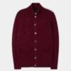Landford Men's Lambswool Buttoned Jumper In Bordeaux - Regular Fit