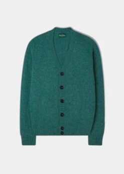 Kinloch Men's Shetland Wool Cardigan In Kingfisher