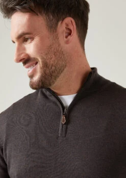 Barton Merino Wool 1/4 Zip Mock Jumper In Dark Brown - Regular Fit 9 Barton Merino Wool 1/4 Zip Mock Jumper In Dark Brown - Regular Fit -Alan Paine Fashion Store Barton Merino Wool 1 4 Zip Mock Jumper In Regular Fit Dark brown 6
