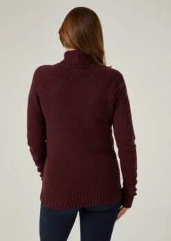Brightmere Ladies Roll Neck Jumper In Bordeaux -Alan Paine Fashion Store Brightmere Ladies Roll Neck Jumper Biscuit 1