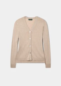 Briony Ladies Cotton Cashmere Cardigan In Sand