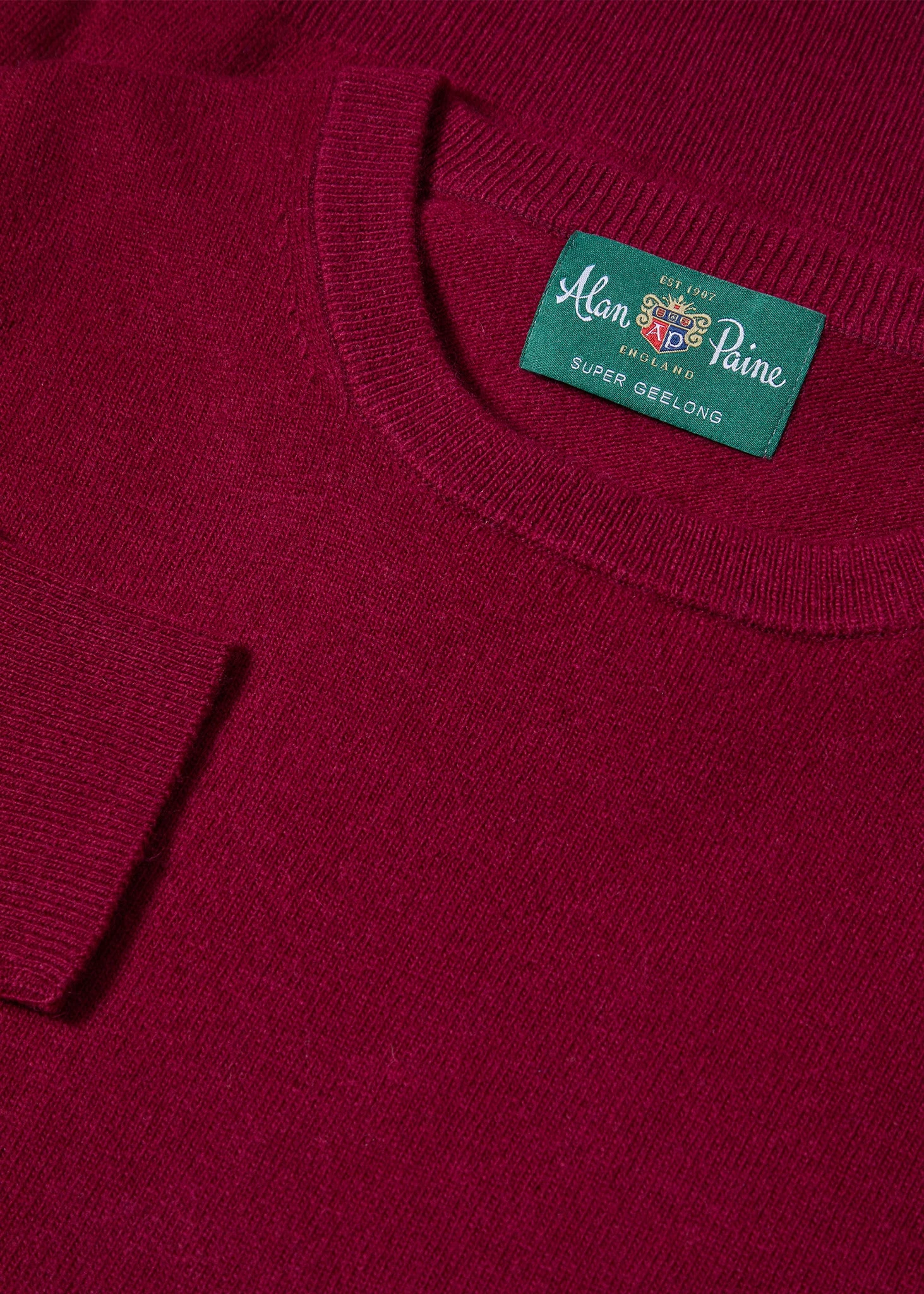 Brisbane Geelong Wool Jumper In Claret - Regular Fit 2 Brisbane Geelong Wool Jumper In Claret - Regular Fit - Image 2
