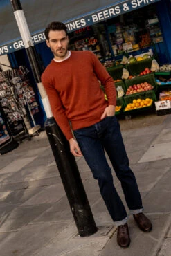 Brisbane Geelong Wool Jumper In Tiger - Regular Fit 7 Brisbane Geelong Wool Jumper In Tiger - Regular Fit -Alan Paine Fashion Store Brisbane Geelong Wool Jumper in Tiger 3