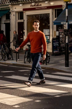 Brisbane Geelong Wool Jumper In Tiger - Regular Fit 9 Brisbane Geelong Wool Jumper In Tiger - Regular Fit -Alan Paine Fashion Store Brisbane Geelong Wool Jumper in Tiger 4