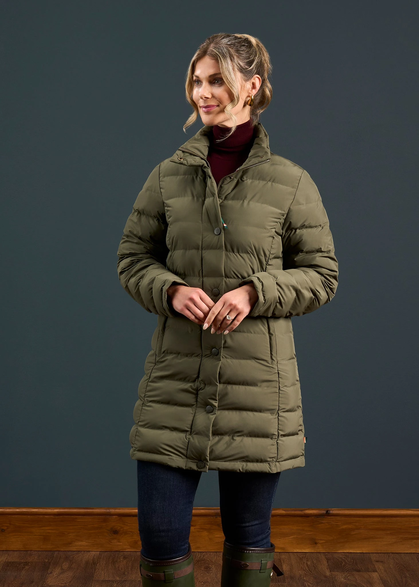 Calsall Ladies Coat In Olive - Regular Fit 2 Calsall Ladies Coat In Olive - Regular Fit - Image 2