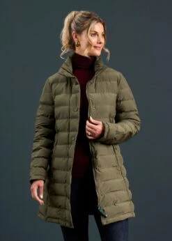 Calsall Ladies Coat In Olive - Regular Fit 8 Calsall Ladies Coat In Olive - Regular Fit -Alan Paine Fashion Store Calsall Ladies Coat Olive 2
