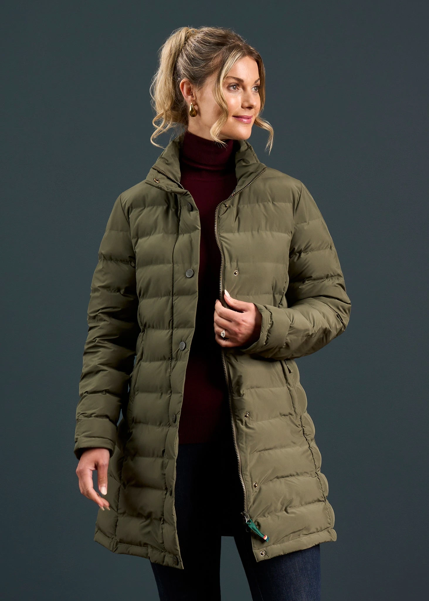 Calsall Ladies Coat In Olive - Regular Fit 3 Calsall Ladies Coat In Olive - Regular Fit - Image 3
