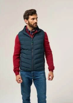 Calsall Men's Hybrid Gilet In Navy - Regular Fit -Alan Paine Fashion Store Calsall Mens Hybrid Quilted Gilet Navy 5