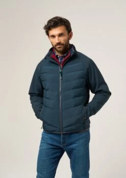 Calsall Men's Hybrid Jacket In Navy - Regular Fit -Alan Paine Fashion Store Calsall Mens Hybrid Quilted Jacket Navy 1 0667a997 fb45 4d23 99c2 8fff80d013b1