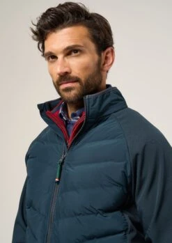 Calsall Men's Hybrid Jacket In Navy - Regular Fit -Alan Paine Fashion Store Calsall Mens Hybrid Quilted Jacket Navy 3 2c4cf3ba 9925 446c 8453 639bf1b904ce