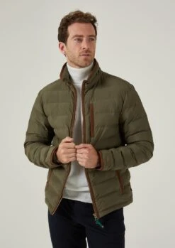 Calsall Men's Jacket In Olive -Alan Paine Fashion Store Calsall Mens Quilted Jacket Olive 3