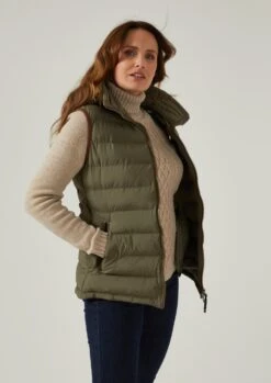 Calsall Ladies Olive Gilet - Regular Fit -Alan Paine Fashion Store Calsall Womens Quilted Country Gilet Olive 1