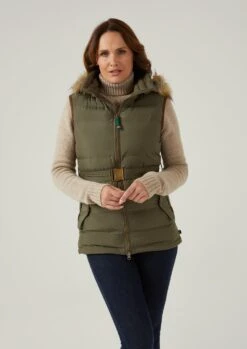 Calsall Ladies Olive Gilet - Regular Fit -Alan Paine Fashion Store Calsall Womens Quilted Country Gilet Olive 2
