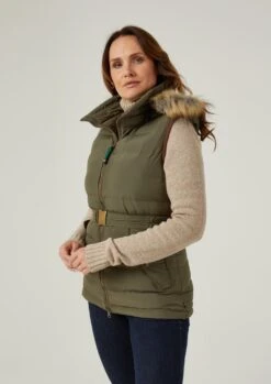 Calsall Ladies Olive Gilet - Regular Fit -Alan Paine Fashion Store Calsall Womens Quilted Country Gilet Olive 3
