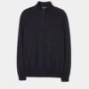 Hanbury Cashmere Zipped Mock Neck Jumper In Dark Navy - Regular Fit
