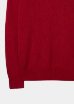 Selkirk Cashmere Jumper In Ruby - Classic Fit -Alan Paine Fashion Store Cashmere Saddle Shoulder Ruby Navy Jumper 2