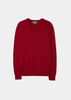Selkirk Cashmere Jumper In Ruby - Classic Fit