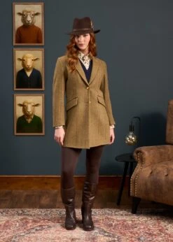 Combrook Ladies Mid-Thigh Coat In Grove - Regular Fit 12 Combrook Ladies Mid-Thigh Coat In Grove - Regular Fit -Alan Paine Fashion Store Combrook Ladies Mid Thigh Coat Grove 5