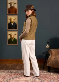 Combrook Ladies Tweed Gilet In Grove - Regular Fit -Alan Paine Fashion Store Combrook Ladies Tweed Gilet Grove 5