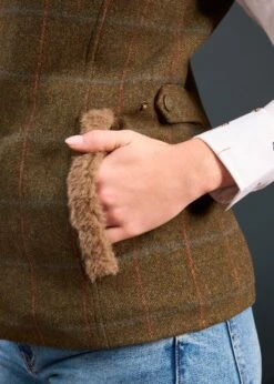 Combrook Ladies Tweed Gilet In Willow - Regular Fit -Alan Paine Fashion Store Combrook Ladies Tweed Gilet Willow 2