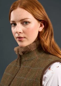 Combrook Ladies Tweed Gilet In Willow - Regular Fit -Alan Paine Fashion Store Combrook Ladies Tweed Gilet Willow 3