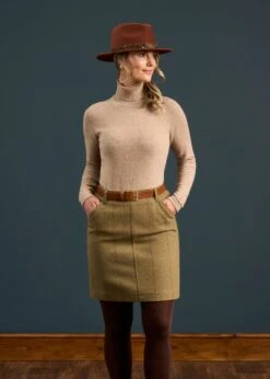 Combrook Ladies Tweed Skirt 49cm In Grove 14 Combrook Ladies Tweed Skirt 49cm In Grove -Alan Paine Fashion Store Combrook Ladies Tweed Skirt Grove 2