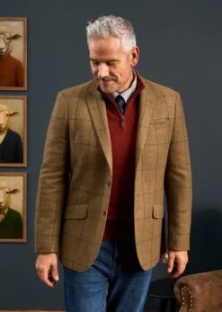 Combrook Men's Tweed Sports Blazer In Thyme - Regular Fit -Alan Paine Fashion Store Combrook Mens Tweed Blazer Thyme 5