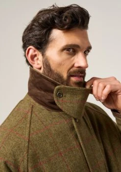 Combrook Men's Waterproof Tweed Coat In Sage - Regular Fit -Alan Paine Fashion Store Combrook Mens Tweed Shooting Coat Sage 2