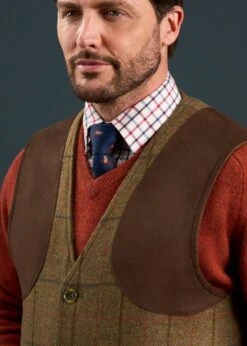 Combrook Men's Tweed Shooting Waistcoat In Thyme - Shooting Fit -Alan Paine Fashion Store Combrook Mens Tweed Shooting Waistcoat Thyme 4